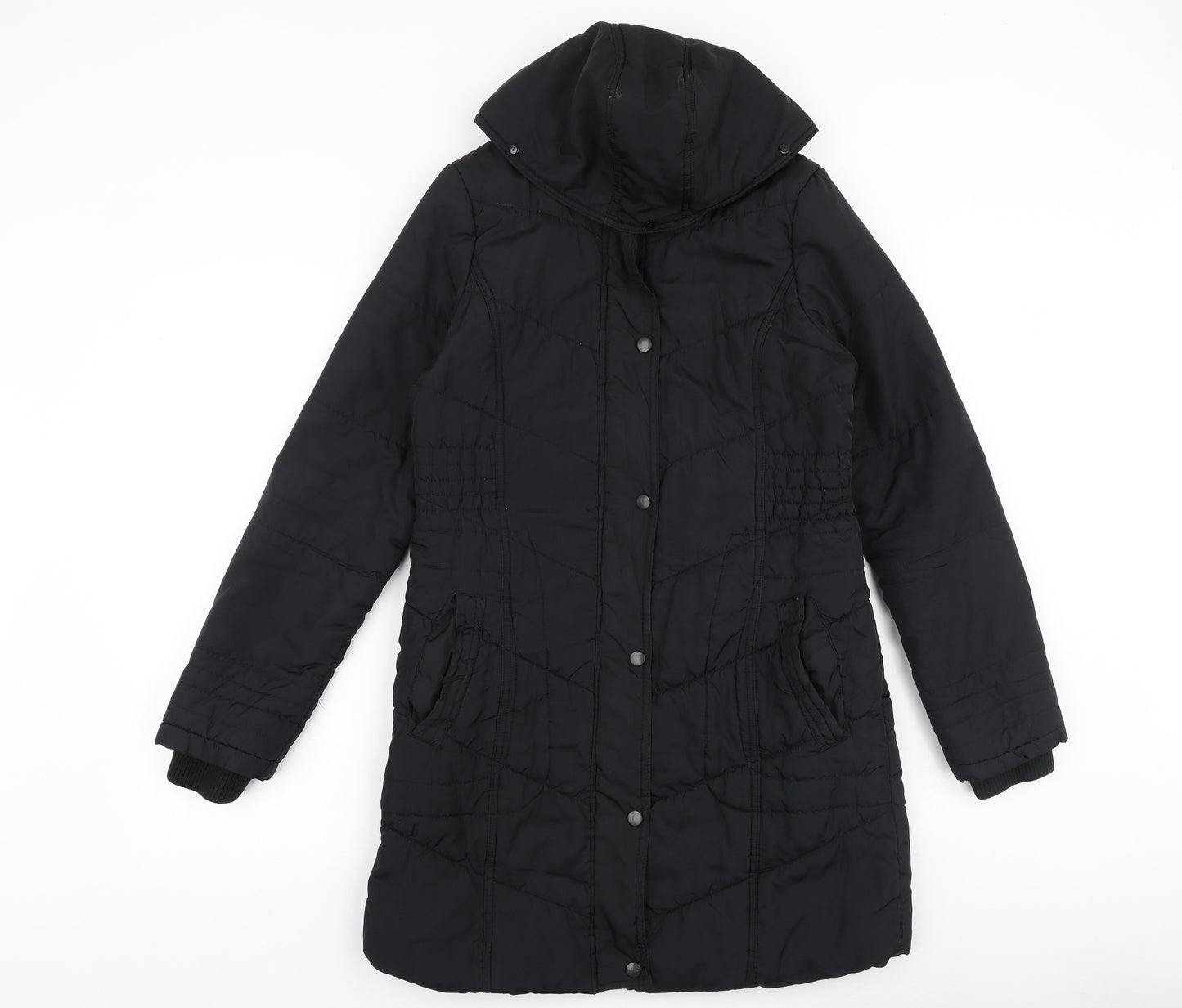 Dunnes Stores Womens Black Puffer Jacket Coat Size 8 Zip