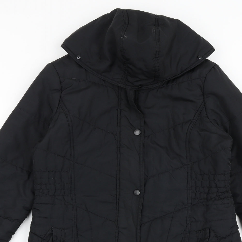 Dunnes Stores Womens Black Puffer Jacket Coat Size 8 Zip