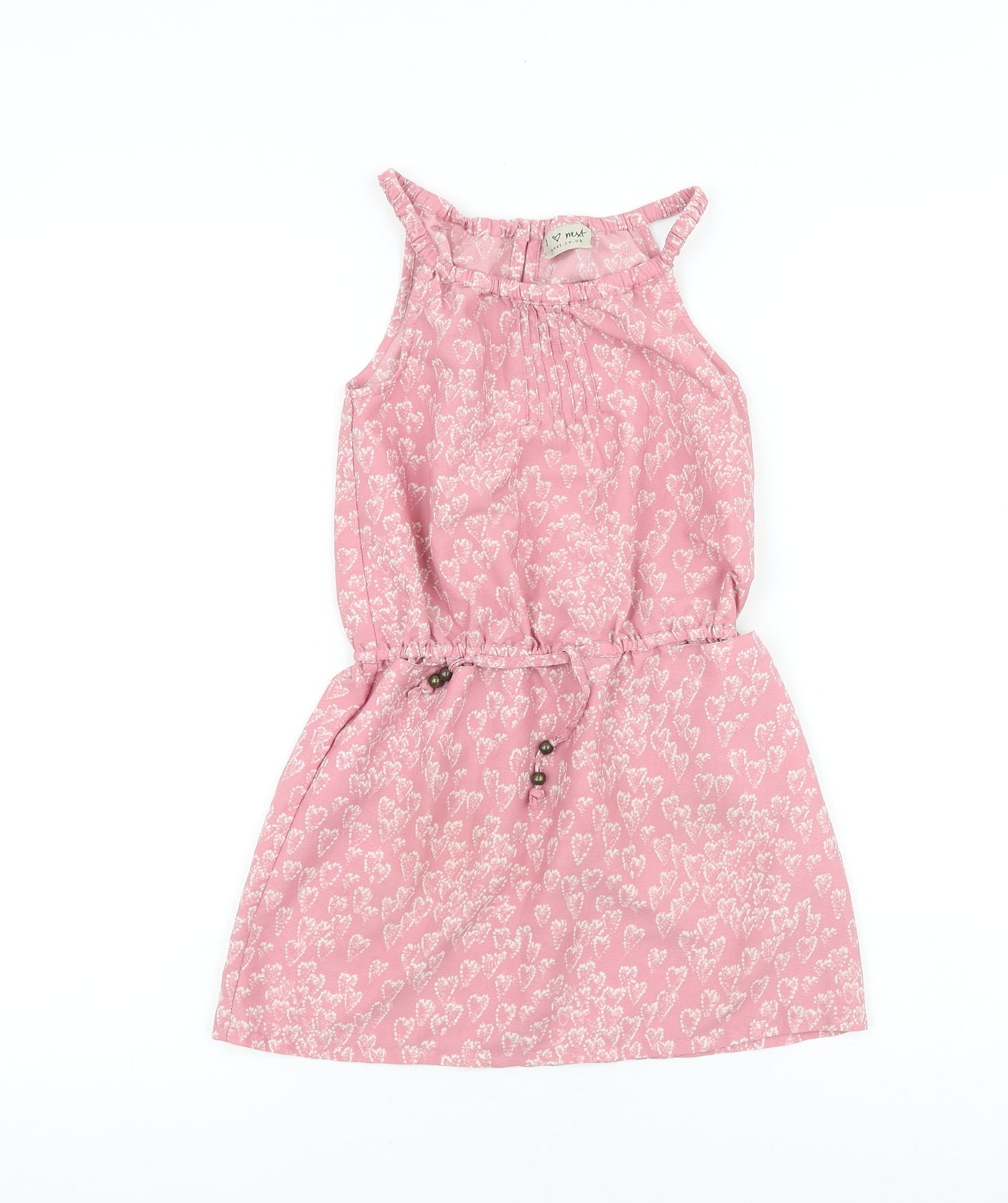 NEXT Girls Pink Geometric Polyester A-Line Size 6 Years Scoop Neck Pullover