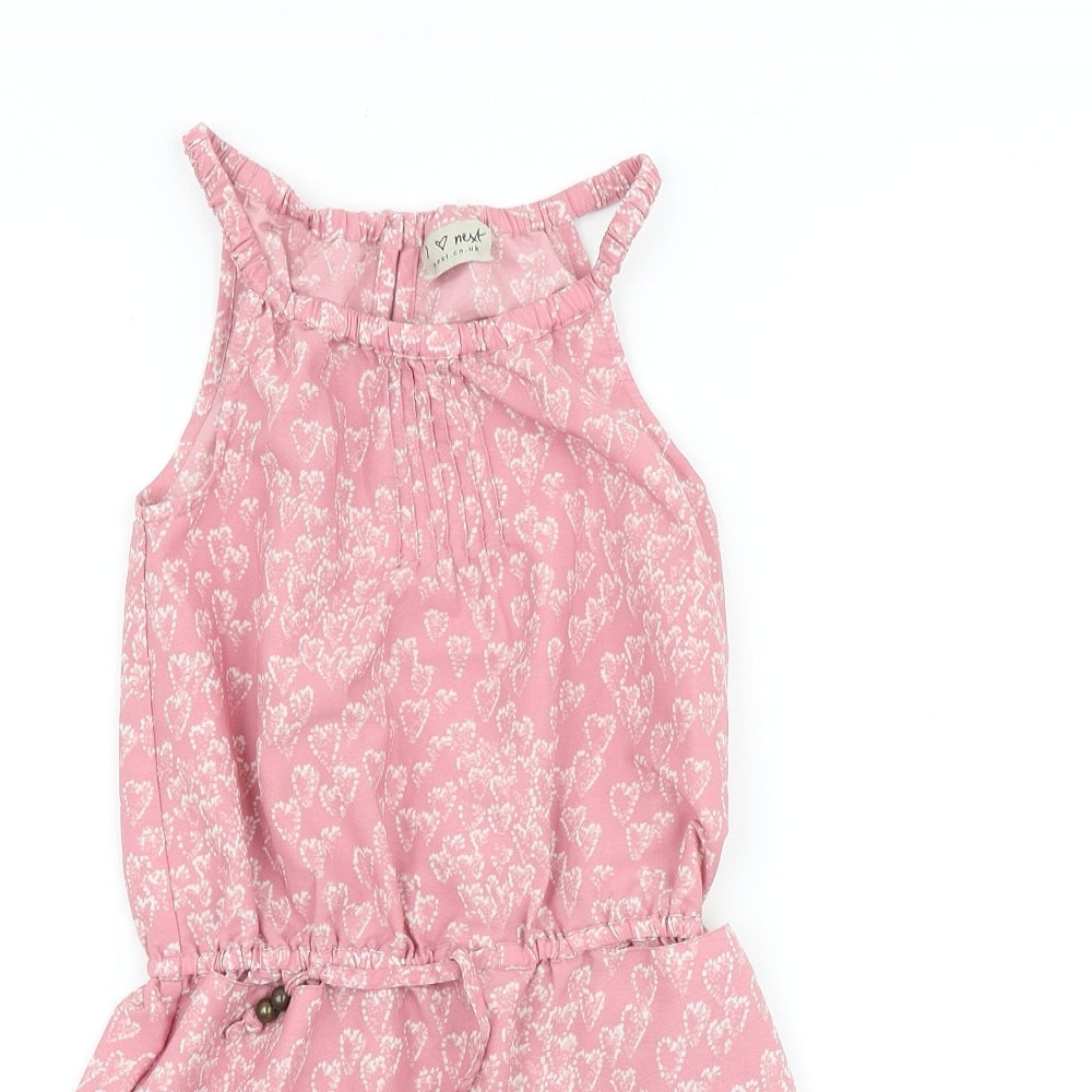NEXT Girls Pink Geometric Polyester A-Line Size 6 Years Scoop Neck Pullover