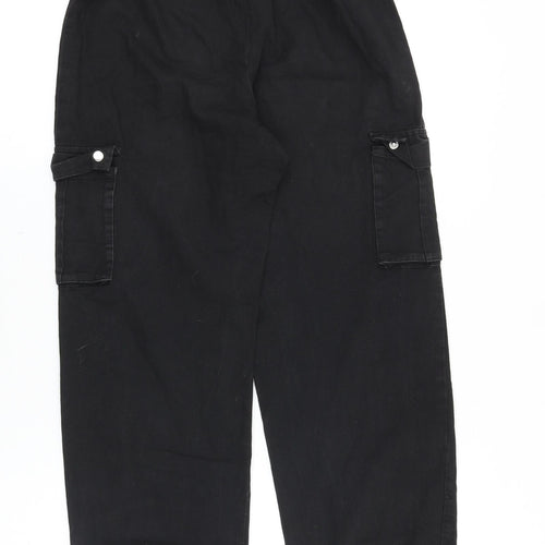 PRETTYLITTLETHING Womens Black Cotton Tapered Jeans Size 4 Regular