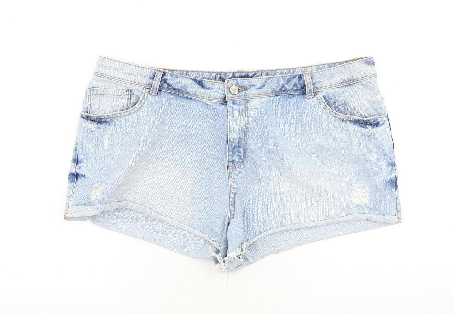 Denim & Co. Womens Blue Cotton Cut-Off Shorts Size 20 Regular Zip