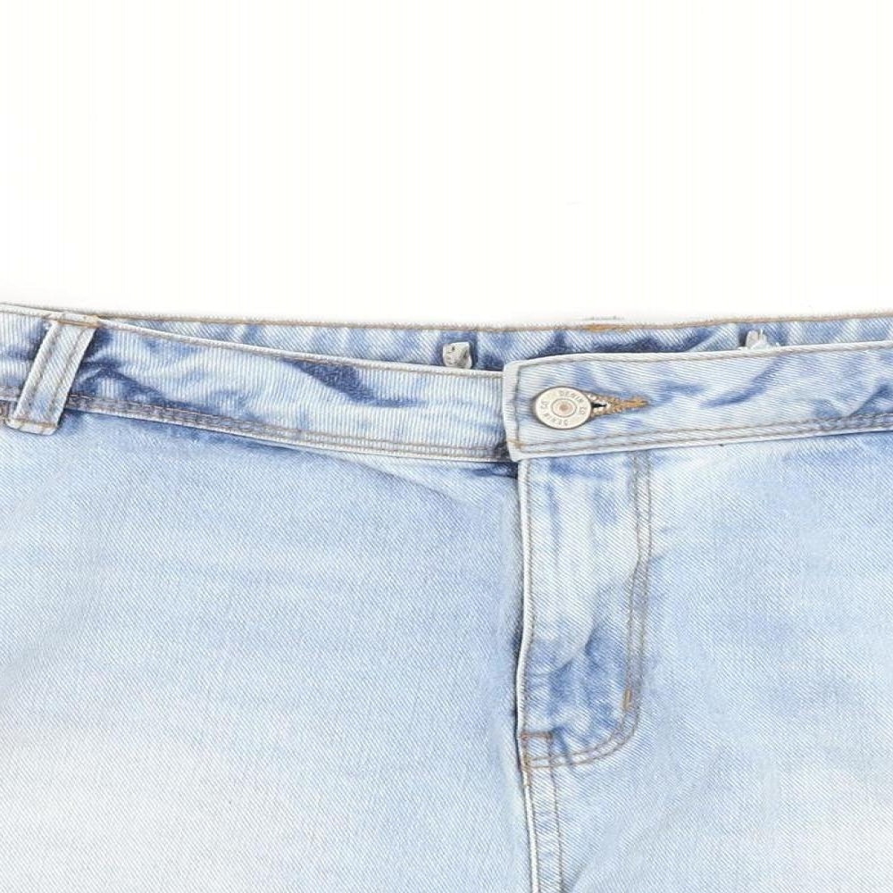 Denim & Co. Womens Blue Cotton Cut-Off Shorts Size 20 Regular Zip