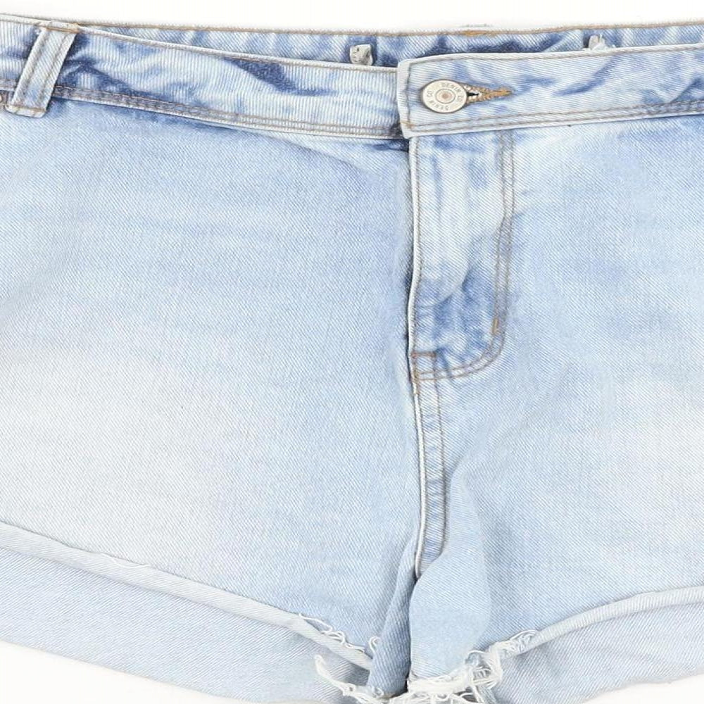 Denim & Co. Womens Blue Cotton Cut-Off Shorts Size 20 Regular Zip
