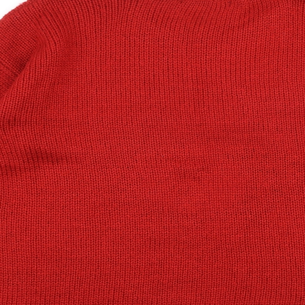Bonmarché Womens Red Round Neck Acrylic Pullover Jumper Size M - Christmas Penguin
