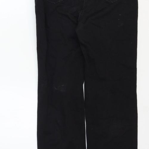 Marks and Spencer Womens Black Cotton Straight Jeans Size 14 Regular Zip