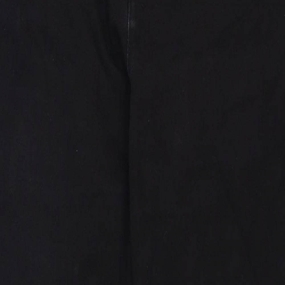 Marks and Spencer Womens Black Cotton Straight Jeans Size 14 Regular Zip
