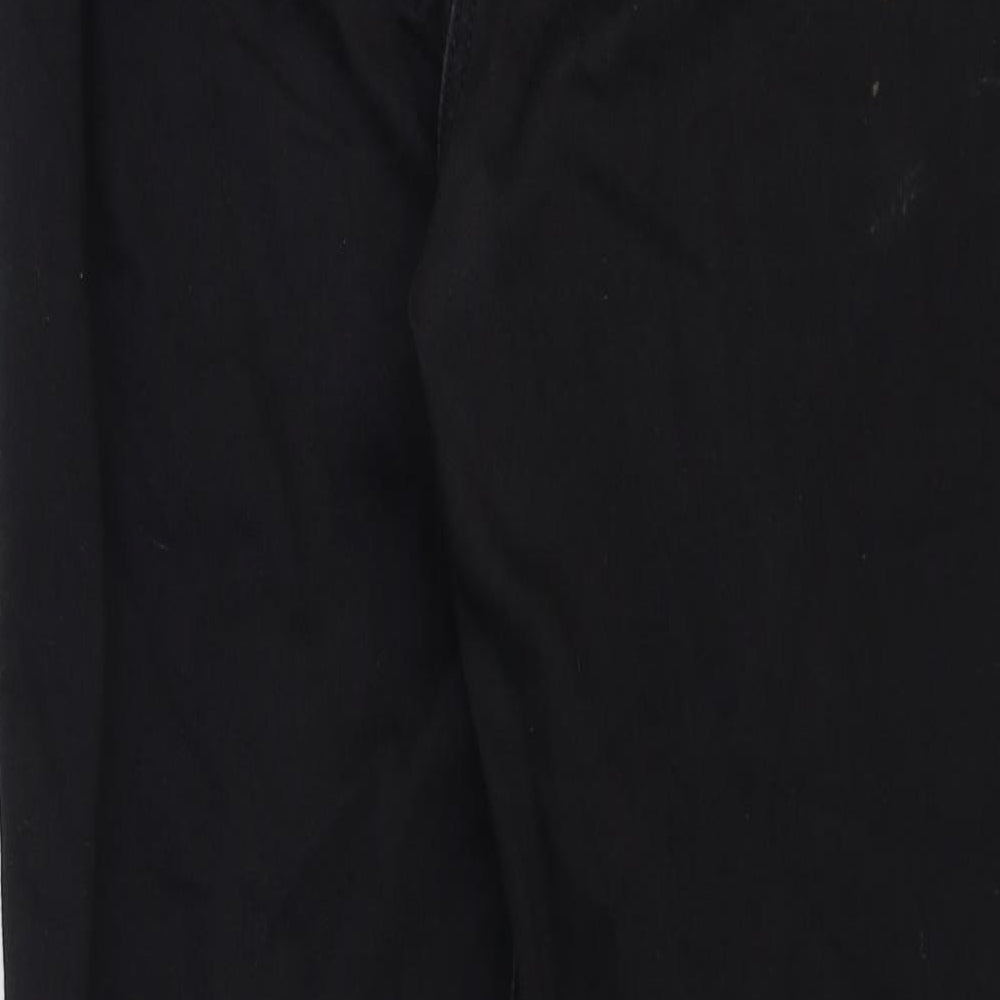 Marks and Spencer Womens Black Cotton Straight Jeans Size 14 Regular Zip