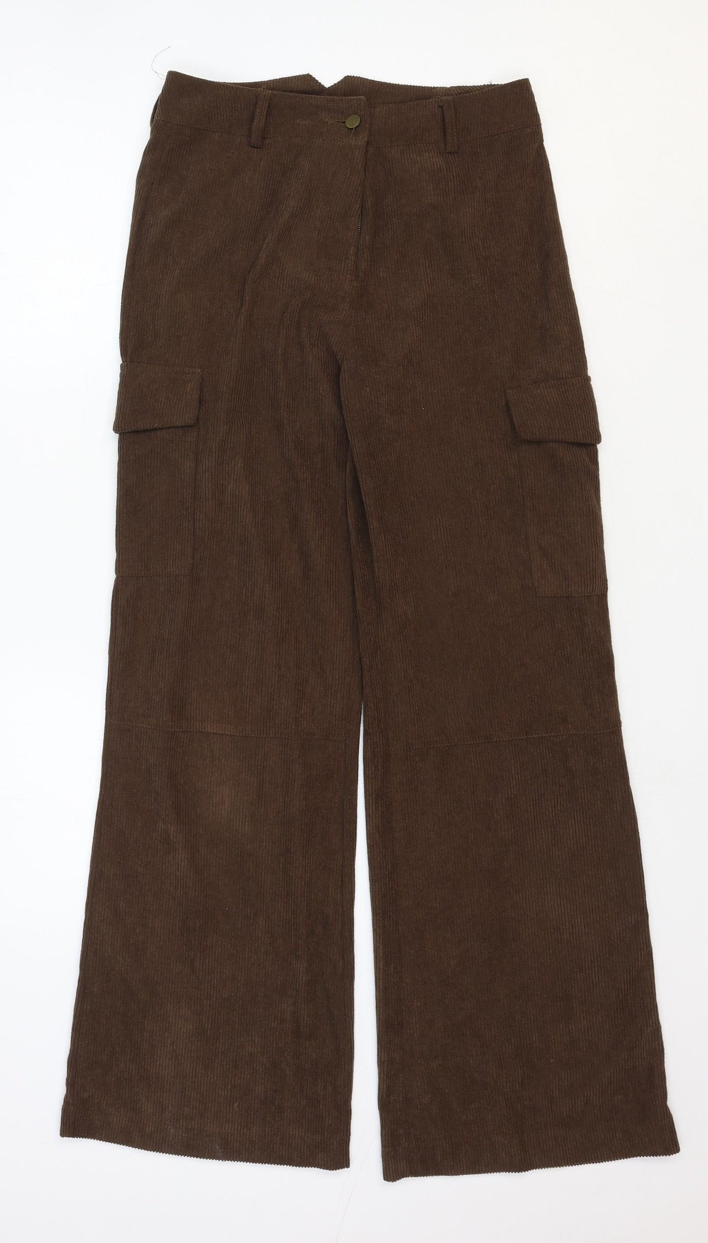 Preworn Womens Brown Polyester Cargo Trousers Size S Regular Zip