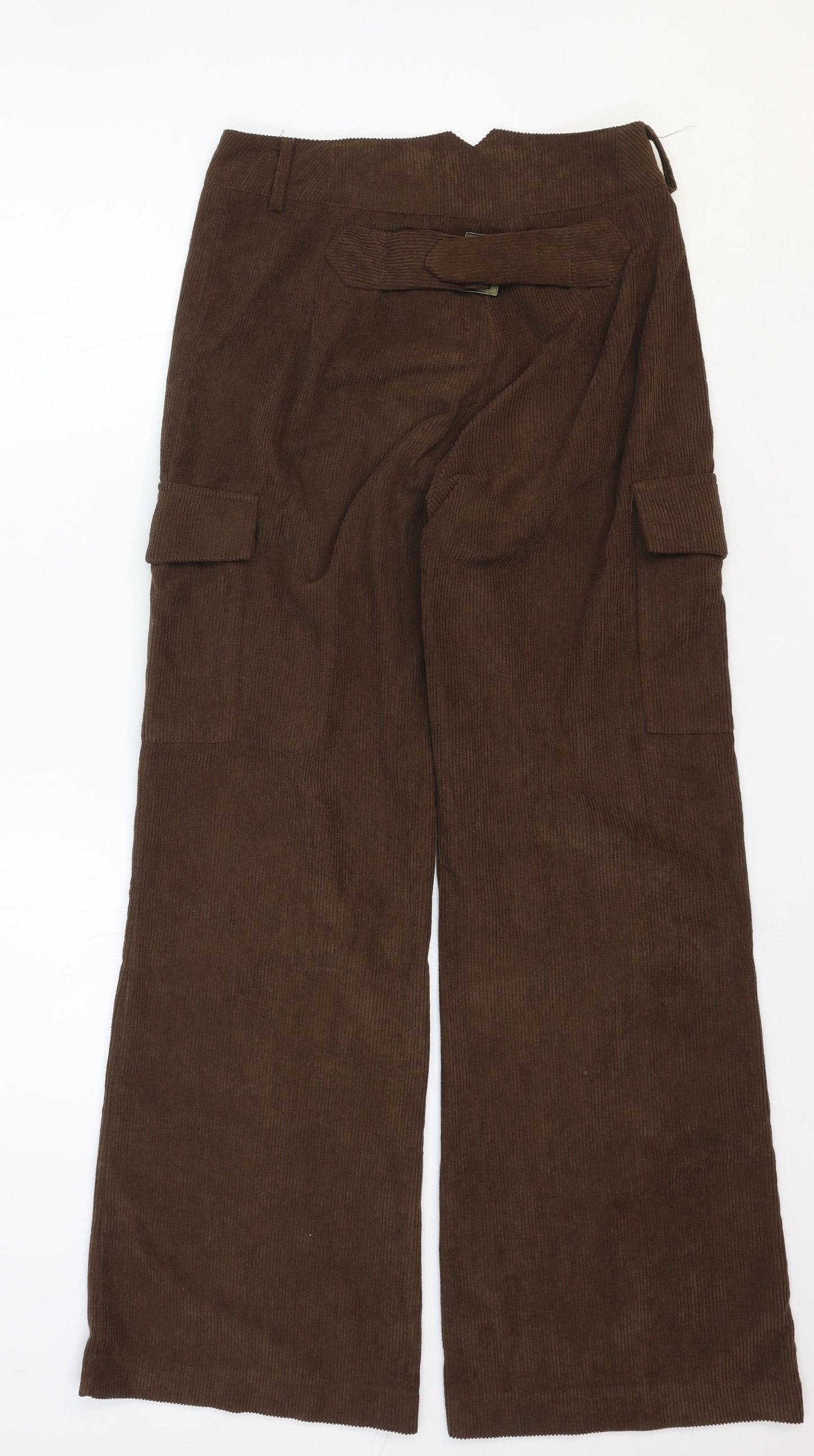 Preworn Womens Brown Polyester Cargo Trousers Size S Regular Zip