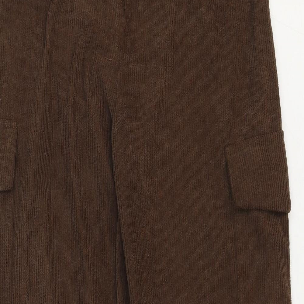 Preworn Womens Brown Polyester Cargo Trousers Size S Regular Zip