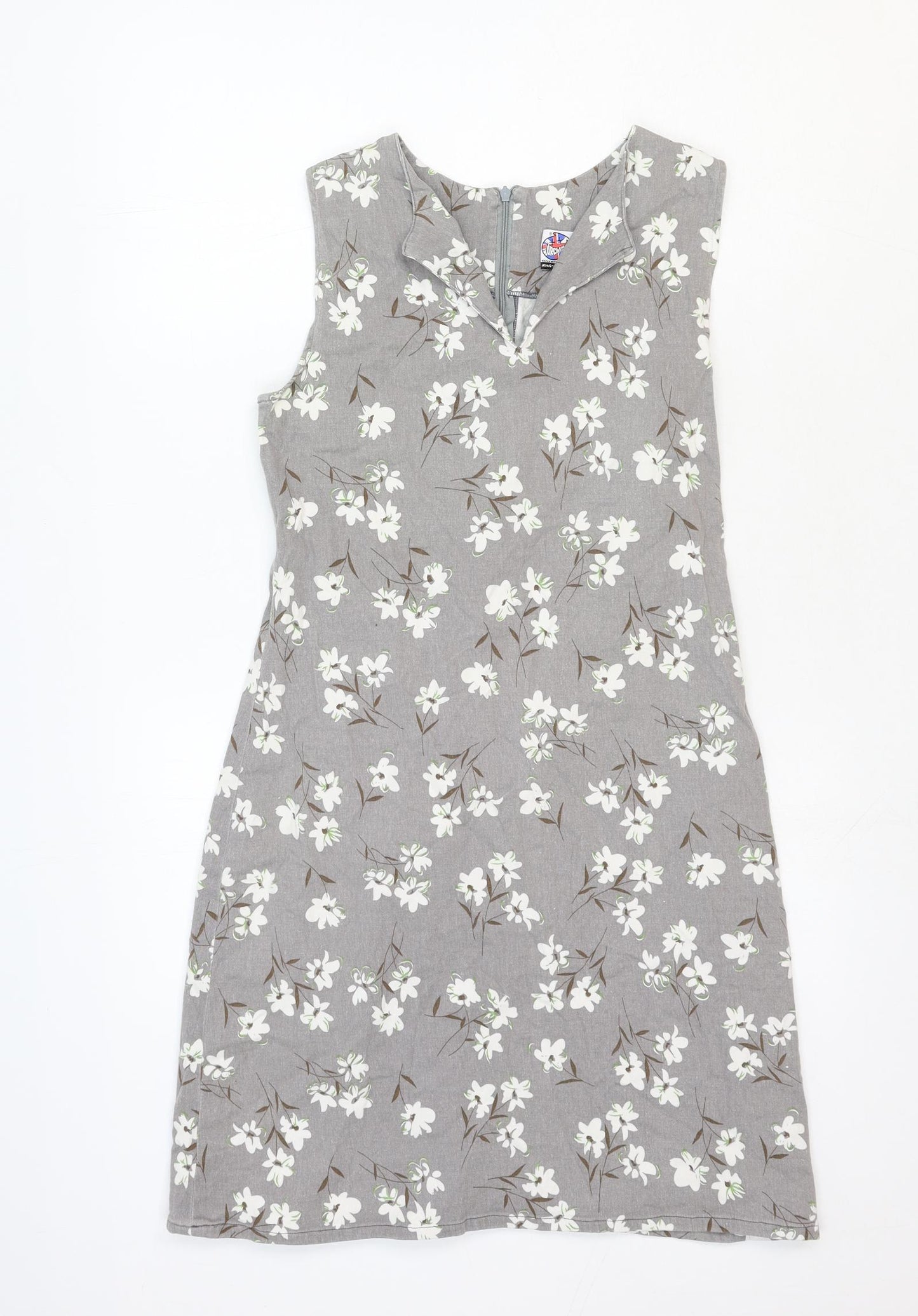 Urchin Womens Multicoloured Floral Cotton Shift Size S V-Neck Zip