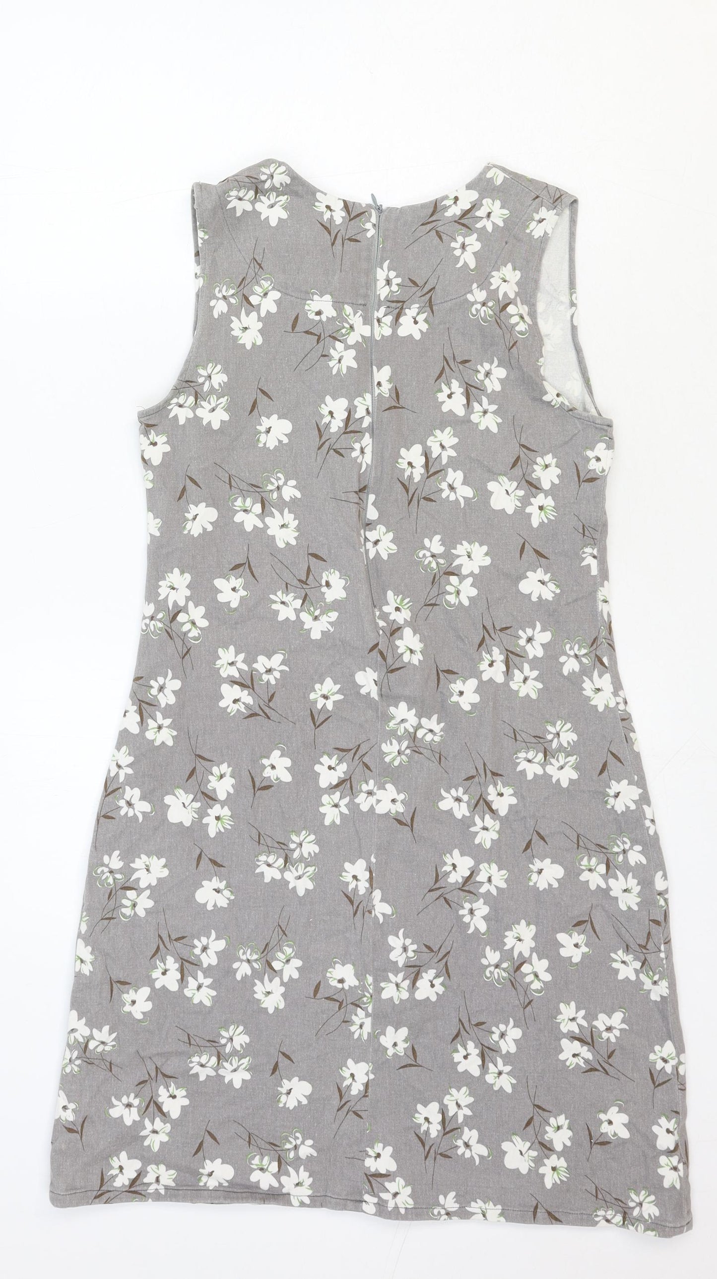 Urchin Womens Multicoloured Floral Cotton Shift Size S V-Neck Zip