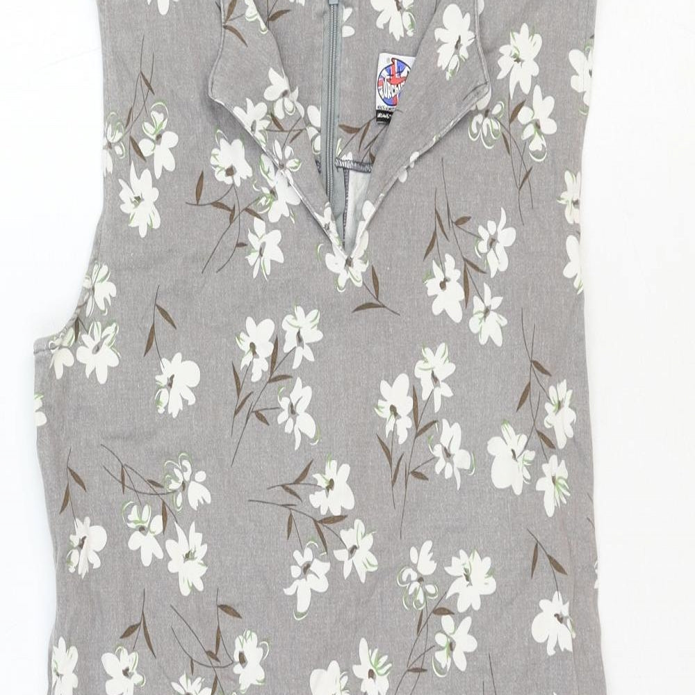 Urchin Womens Multicoloured Floral Cotton Shift Size S V-Neck Zip
