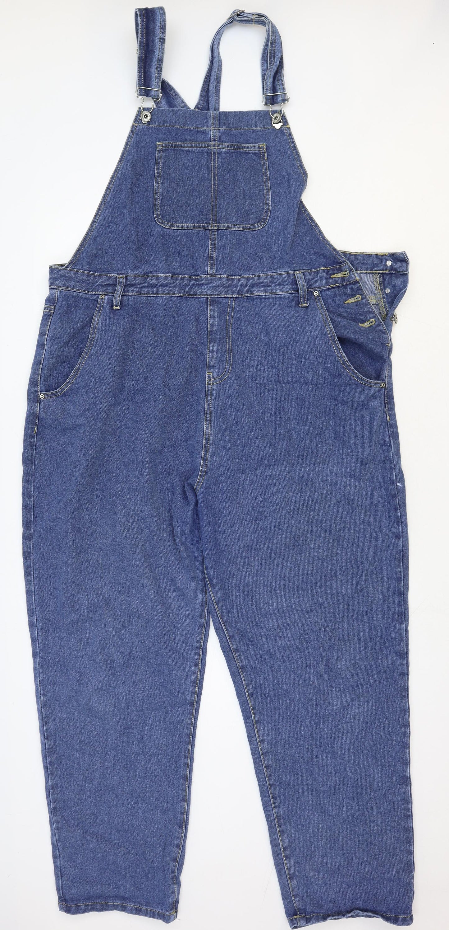 Boohoo Womens Blue Cotton Dungaree One-Piece Size 20 Button