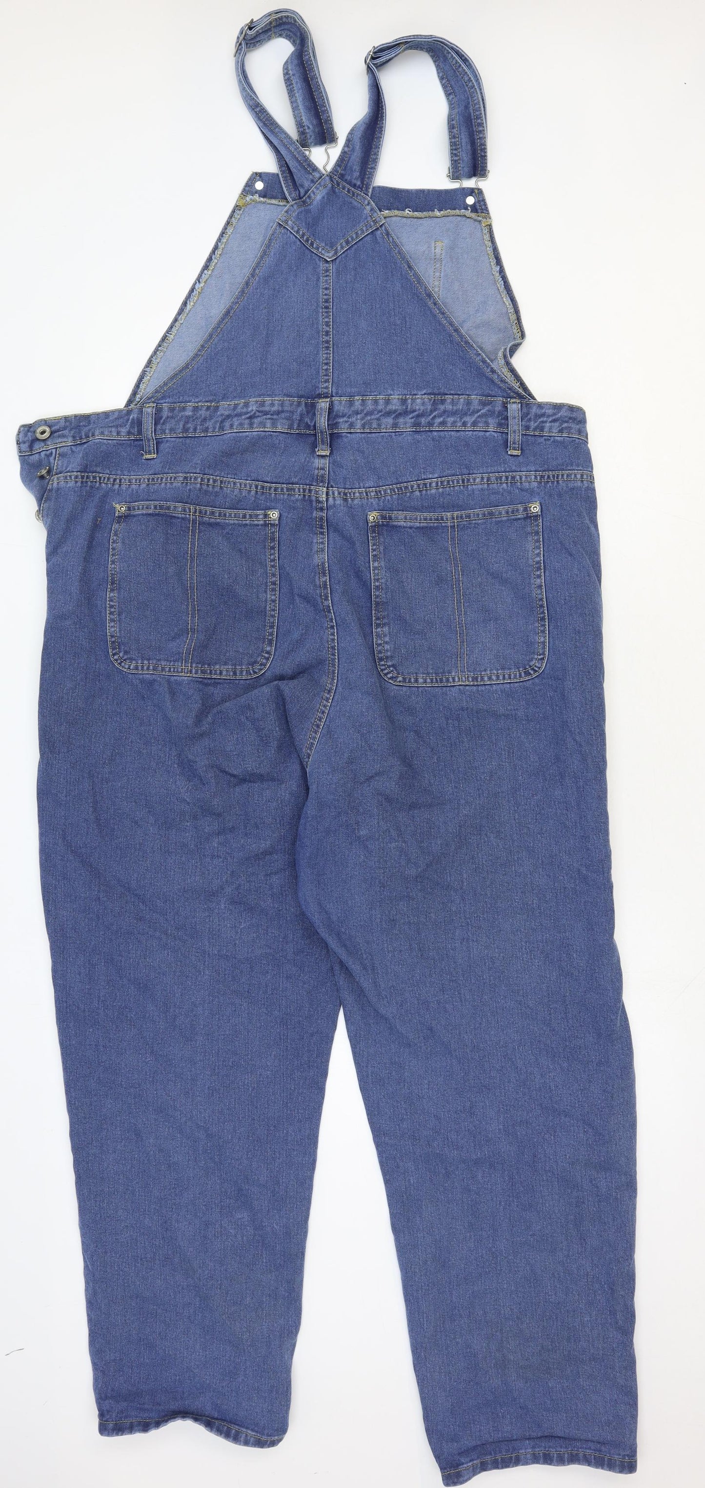 Boohoo Womens Blue Cotton Dungaree One-Piece Size 20 Button