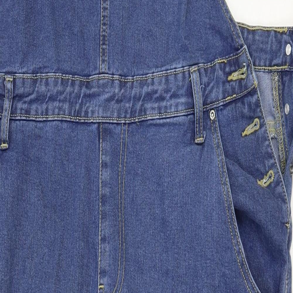 Boohoo Womens Blue Cotton Dungaree One-Piece Size 20 Button