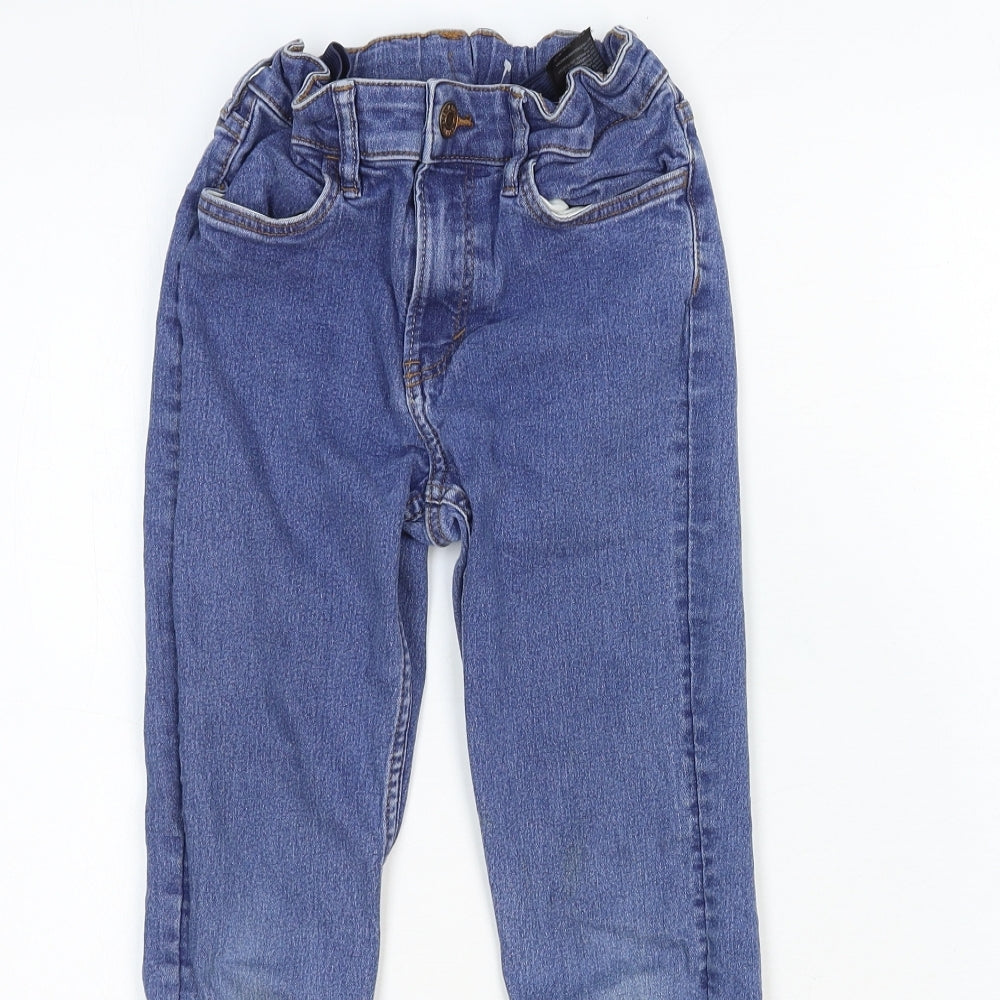 Skinny & Denim Girls Blue Cotton Straight Jeans Size 9-10 Years Regular Zip