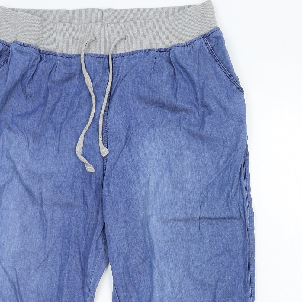 Yours Womens Blue Cotton Jogger Trousers Size 18 Regular Tie