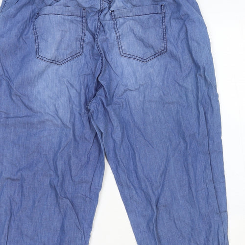 Yours Womens Blue Cotton Jogger Trousers Size 18 Regular Tie