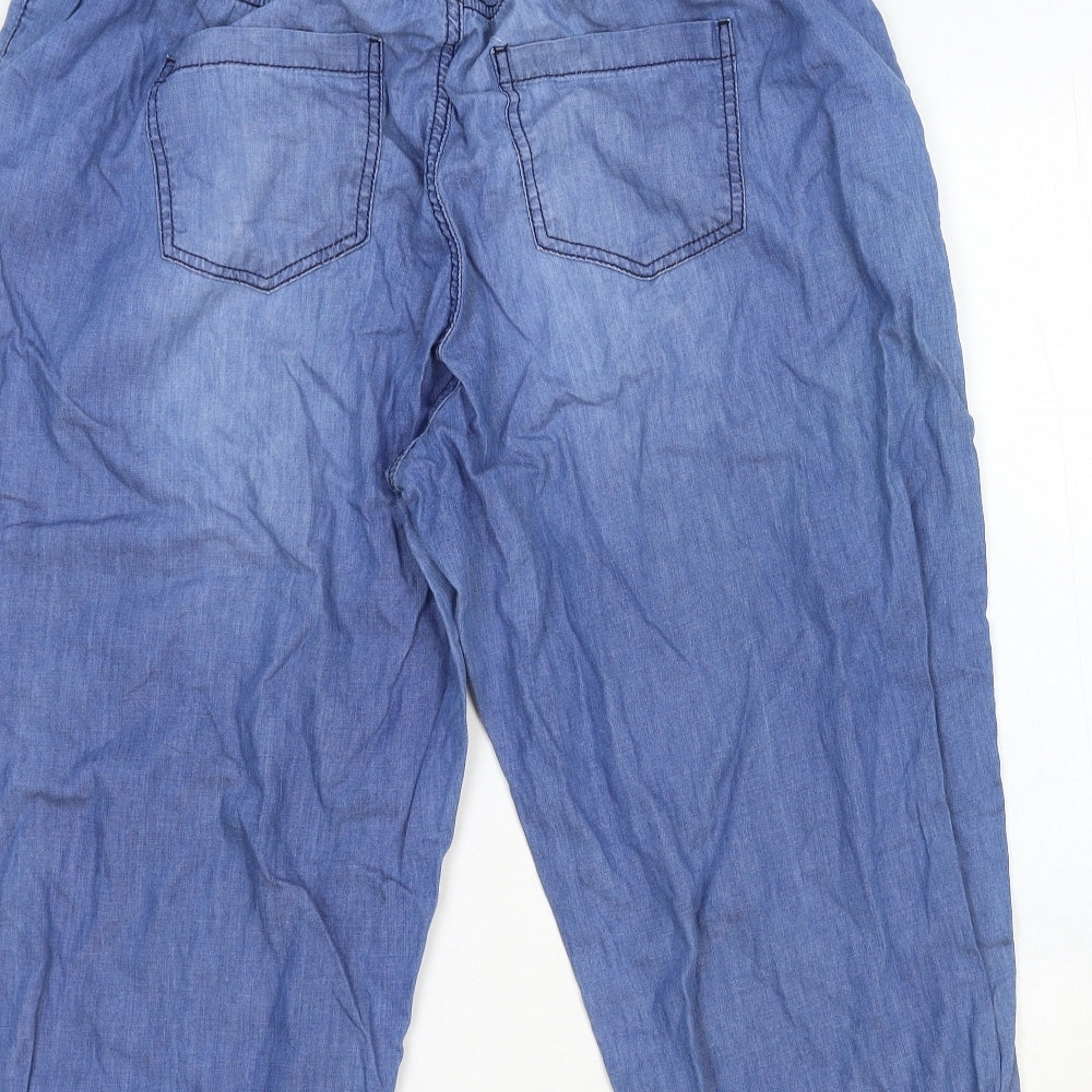 Yours Womens Blue Cotton Jogger Trousers Size 18 Regular Tie