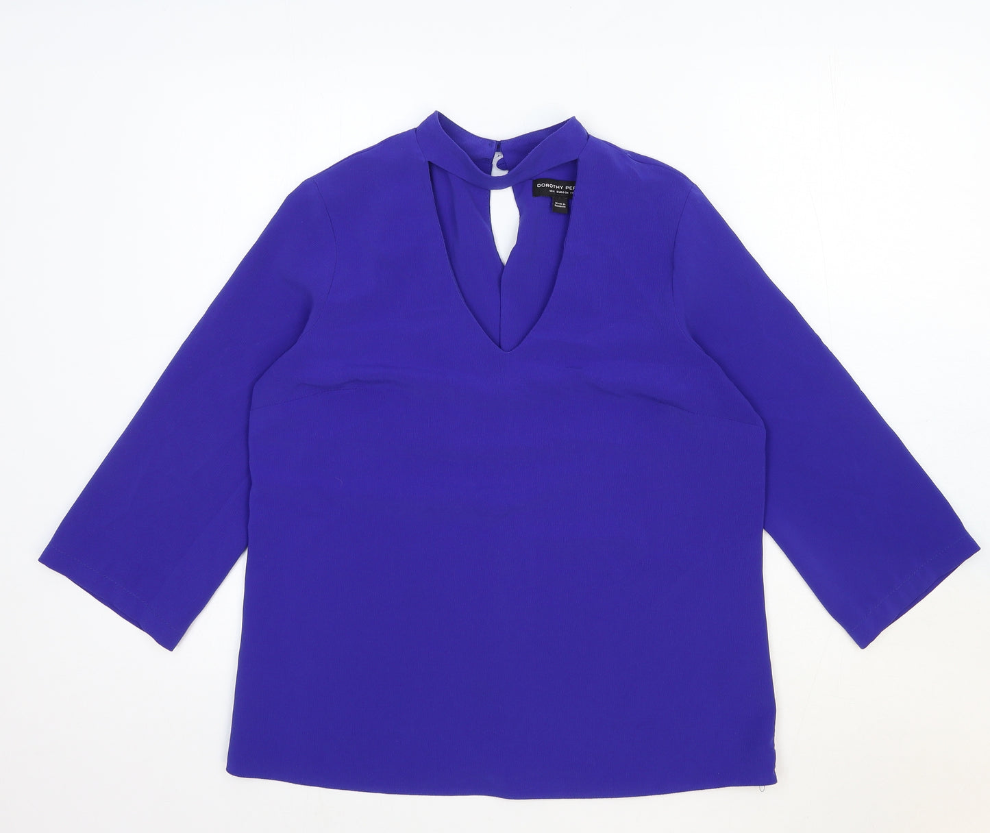 Dorothy Perkins Womens Blue Viscose Basic Blouse Size 10 V-Neck