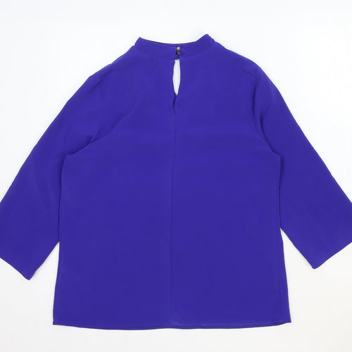 Dorothy Perkins Womens Blue Viscose Basic Blouse Size 10 V-Neck