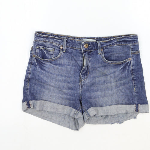 L.O.G.G Womens Blue Cotton Boyfriend Shorts Size 4 Regular Zip
