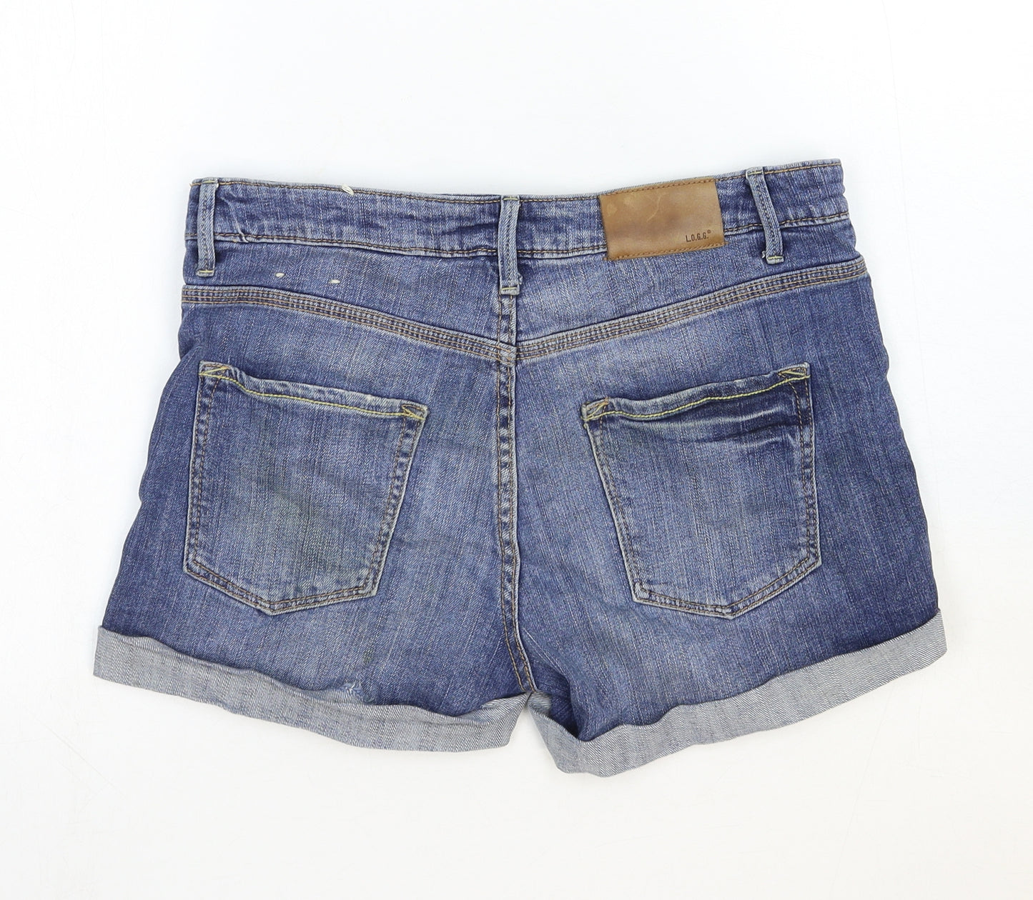 L.O.G.G Womens Blue Cotton Boyfriend Shorts Size 4 Regular Zip