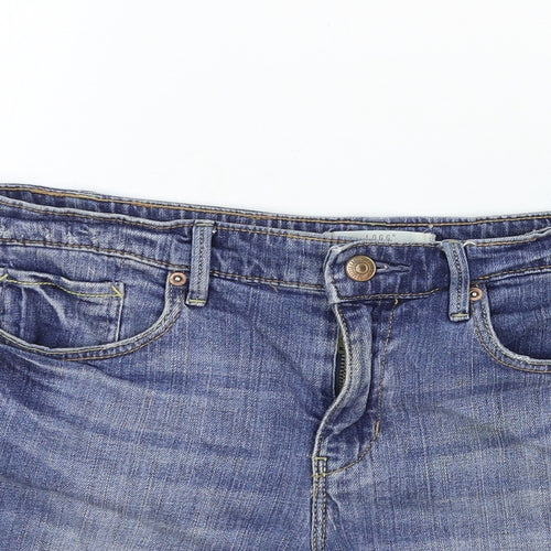 L.O.G.G Womens Blue Cotton Boyfriend Shorts Size 4 Regular Zip