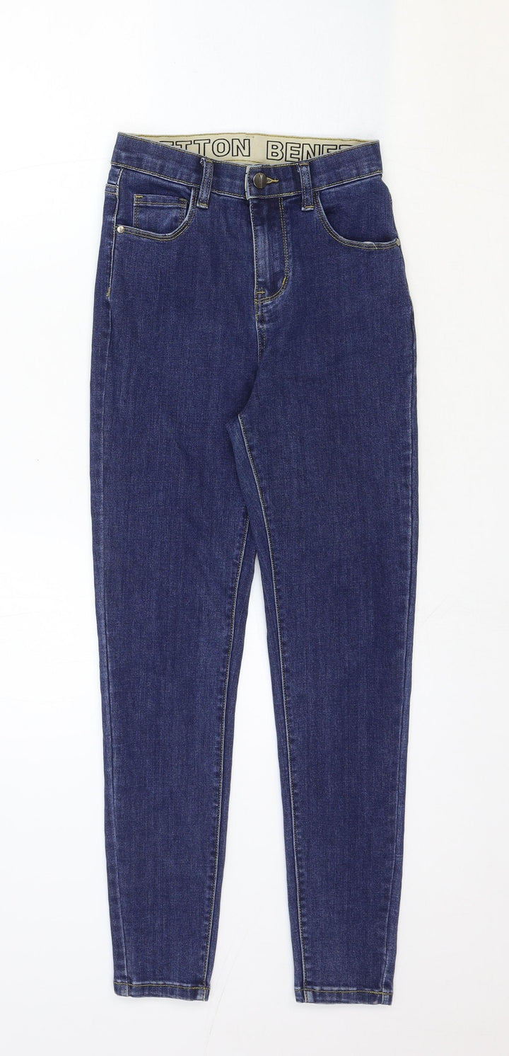 Benetton Womens Blue Cotton Skinny Jeans Size 26 in Regular Zip