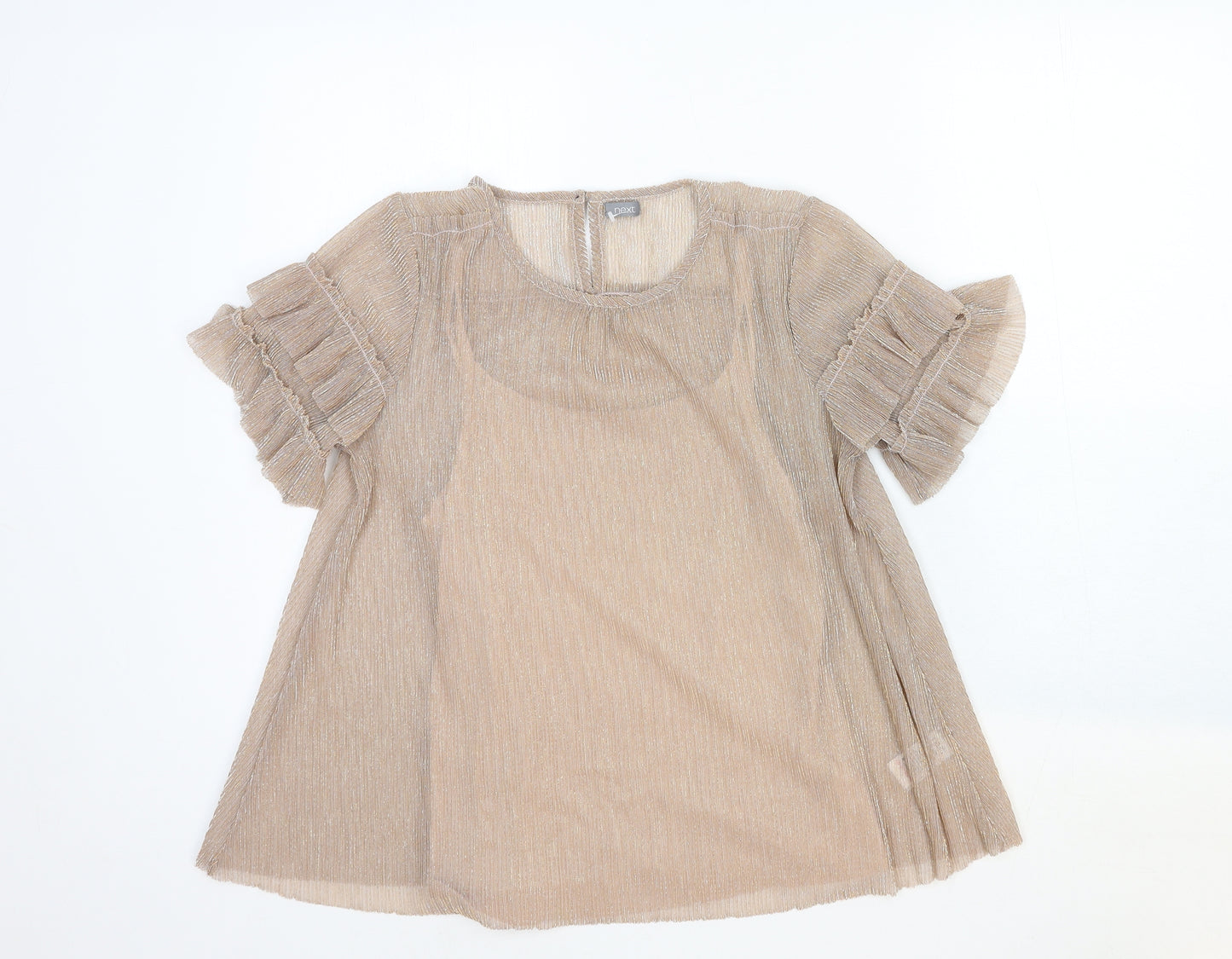 NEXT Girls Pink Cotton Basic Blouse Size 13 Years Round Neck Pullover