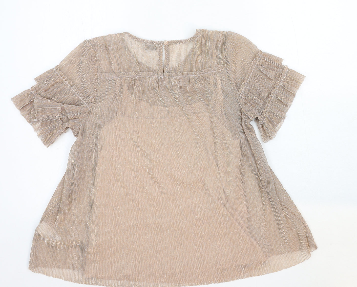 NEXT Girls Pink Cotton Basic Blouse Size 13 Years Round Neck Pullover