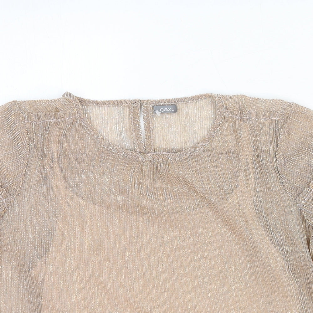 NEXT Girls Pink Cotton Basic Blouse Size 13 Years Round Neck Pullover