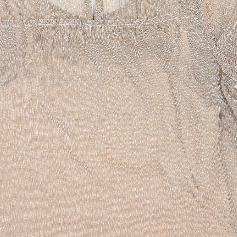 NEXT Girls Pink Cotton Basic Blouse Size 13 Years Round Neck Pullover