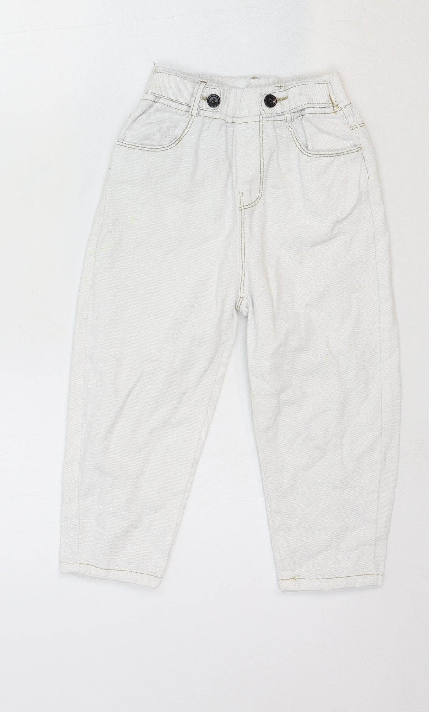 Preworn Boys White Cotton Straight Jeans Size 13 Years Regular Pullover