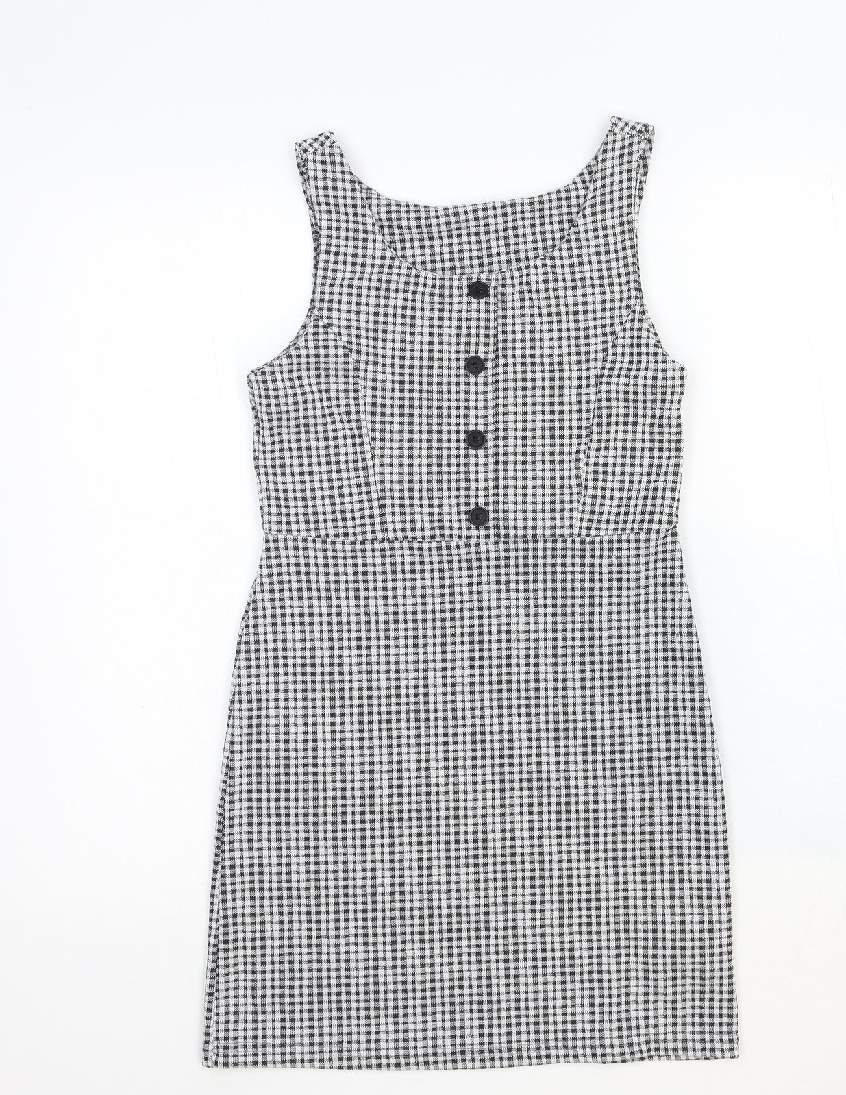 M&Co Girls Black Check Cotton A-Line Size 12 Years Scoop Neck Pullover