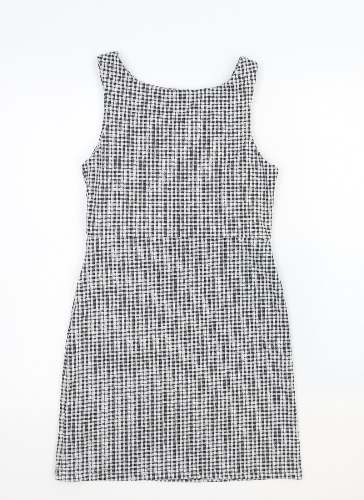 M&Co Girls Black Check Cotton A-Line Size 12 Years Scoop Neck Pullover