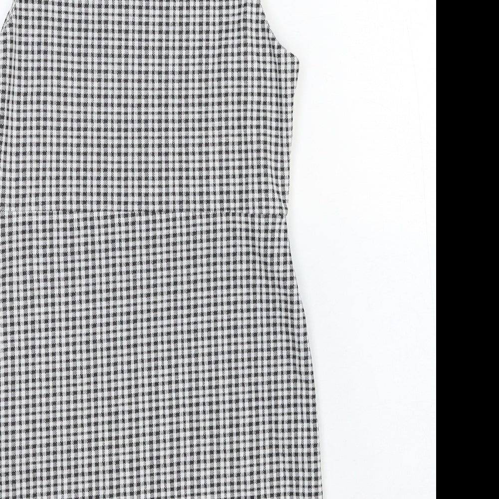 M&Co Girls Black Check Cotton A-Line Size 12 Years Scoop Neck Pullover