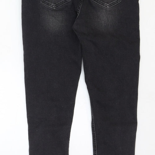 The Mini Ivy Girls Black Cotton Skinny Jeans Size 11-12 Years Regular Zip - Distressed