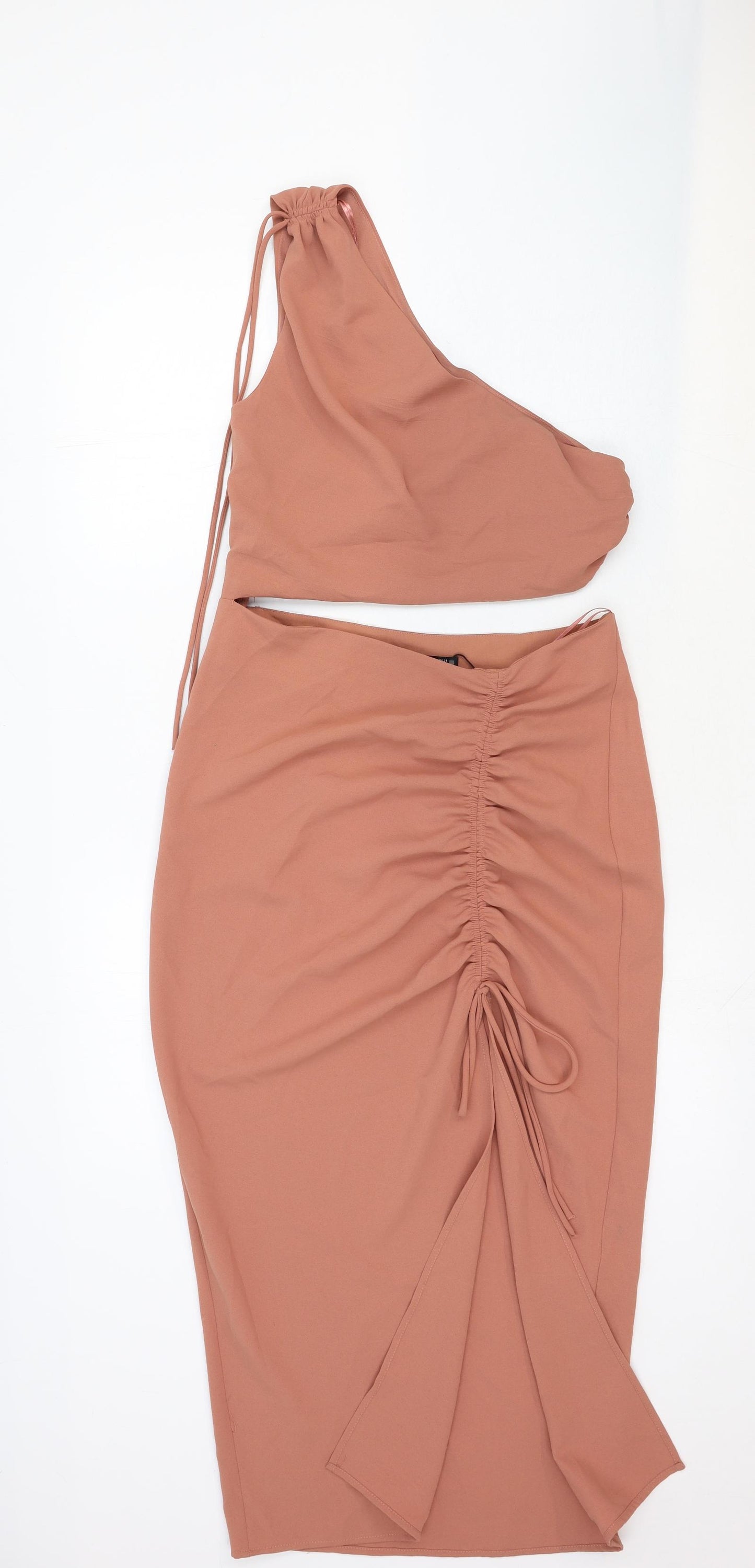 Zara Womens Pink Viscose Sheath Size M One Shoulder Zip