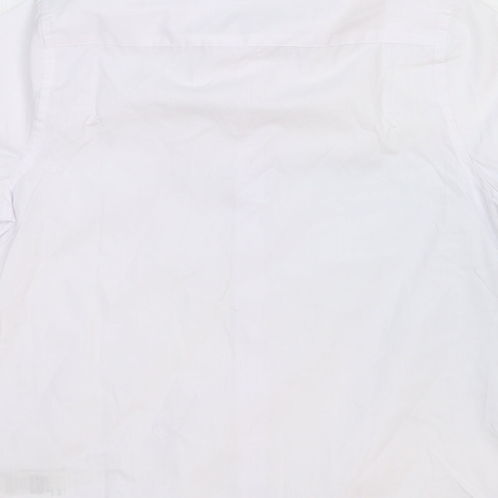 Marks and Spencer Girls White Cotton Basic Button-Up Size 11-12 Years Collared Button