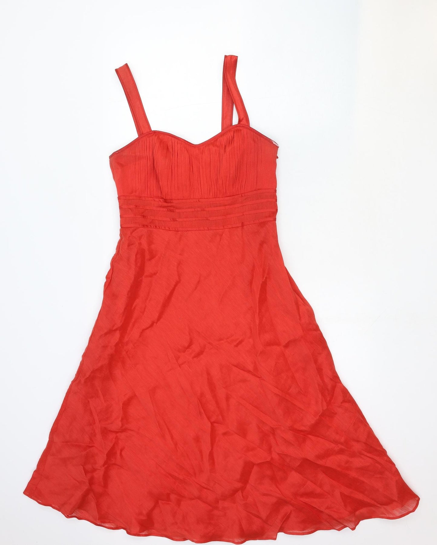 Monsoon Womens Red Viscose Fit & Flare Size 10 Sweetheart Zip