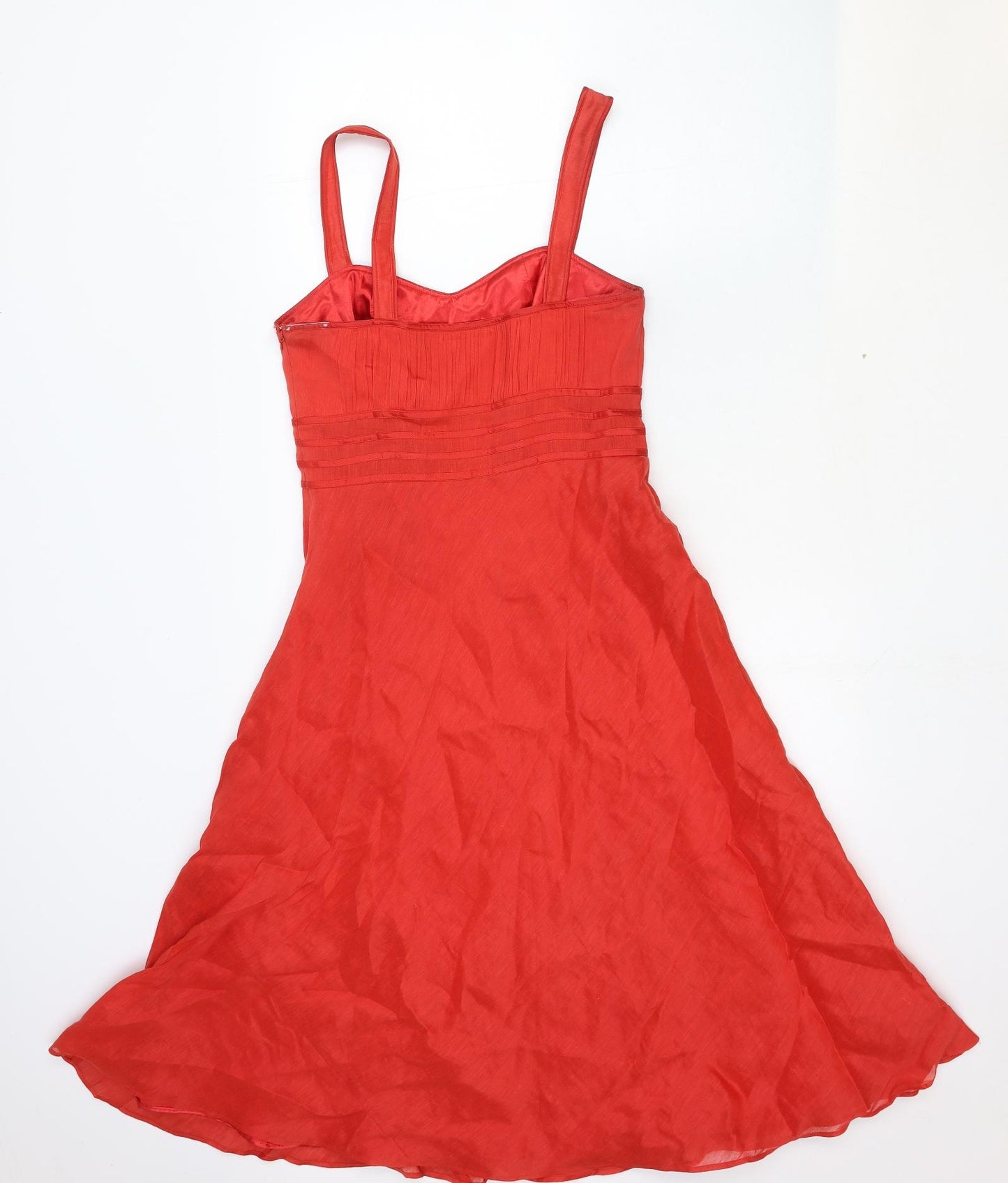 Monsoon Womens Red Viscose Fit & Flare Size 10 Sweetheart Zip