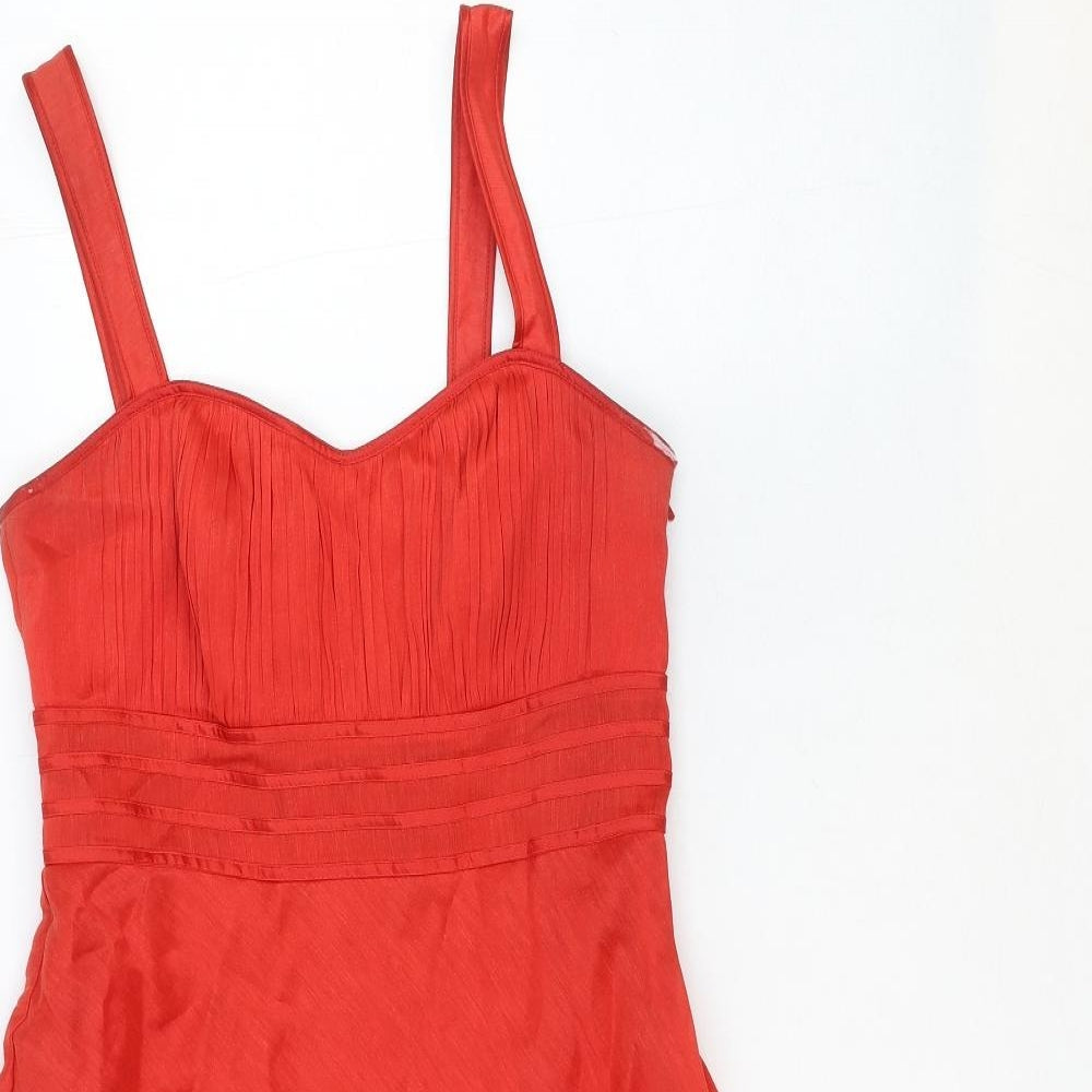 Monsoon Womens Red Viscose Fit & Flare Size 10 Sweetheart Zip