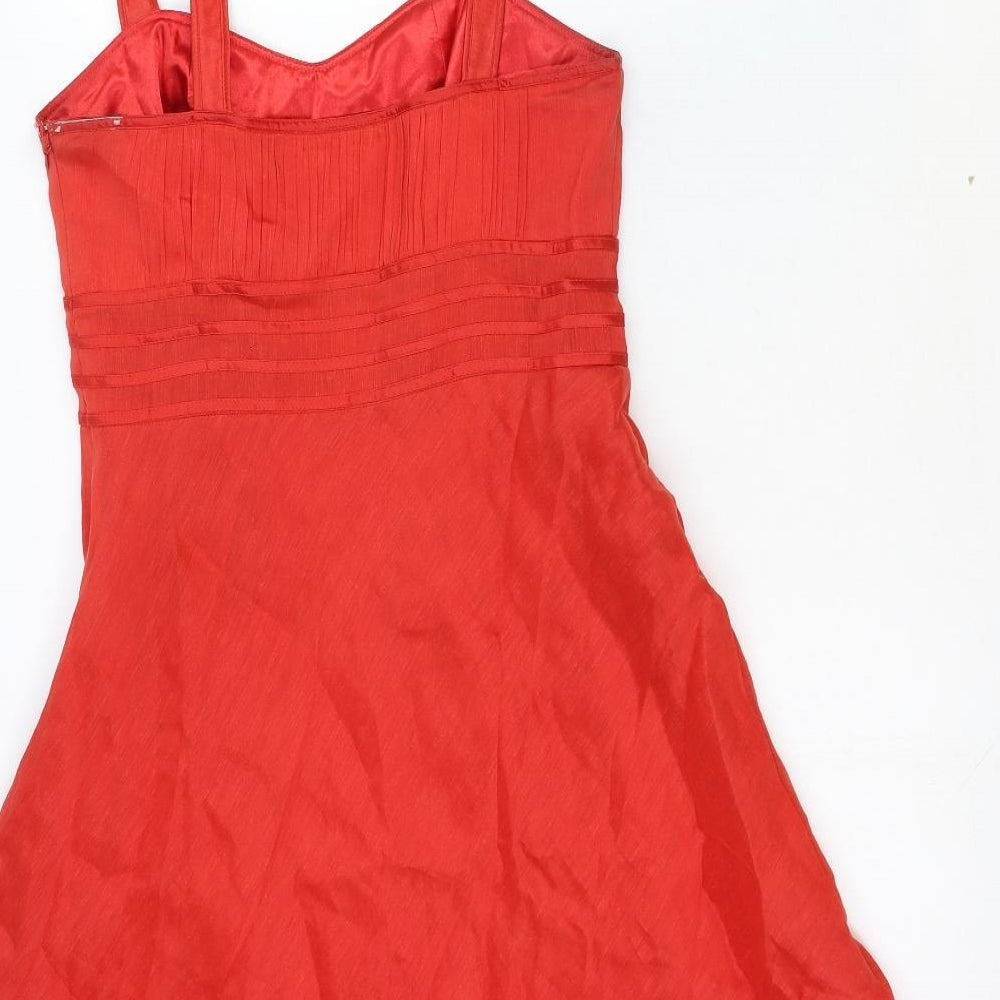Monsoon Womens Red Viscose Fit & Flare Size 10 Sweetheart Zip