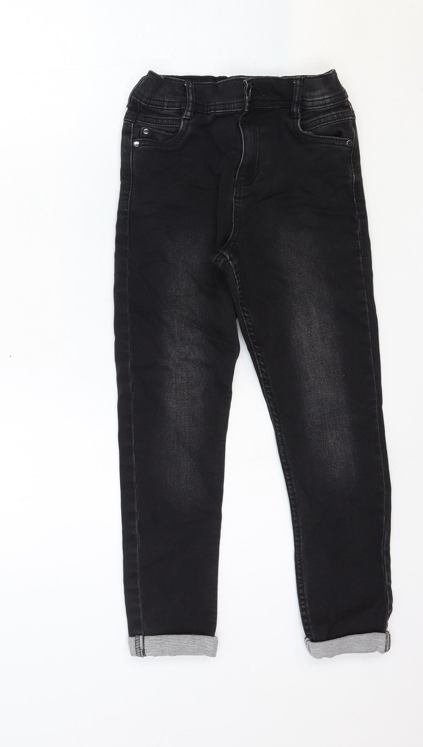 Nutmeg Boys Black Cotton Straight Jeans Size 7-8 Years Regular Zip