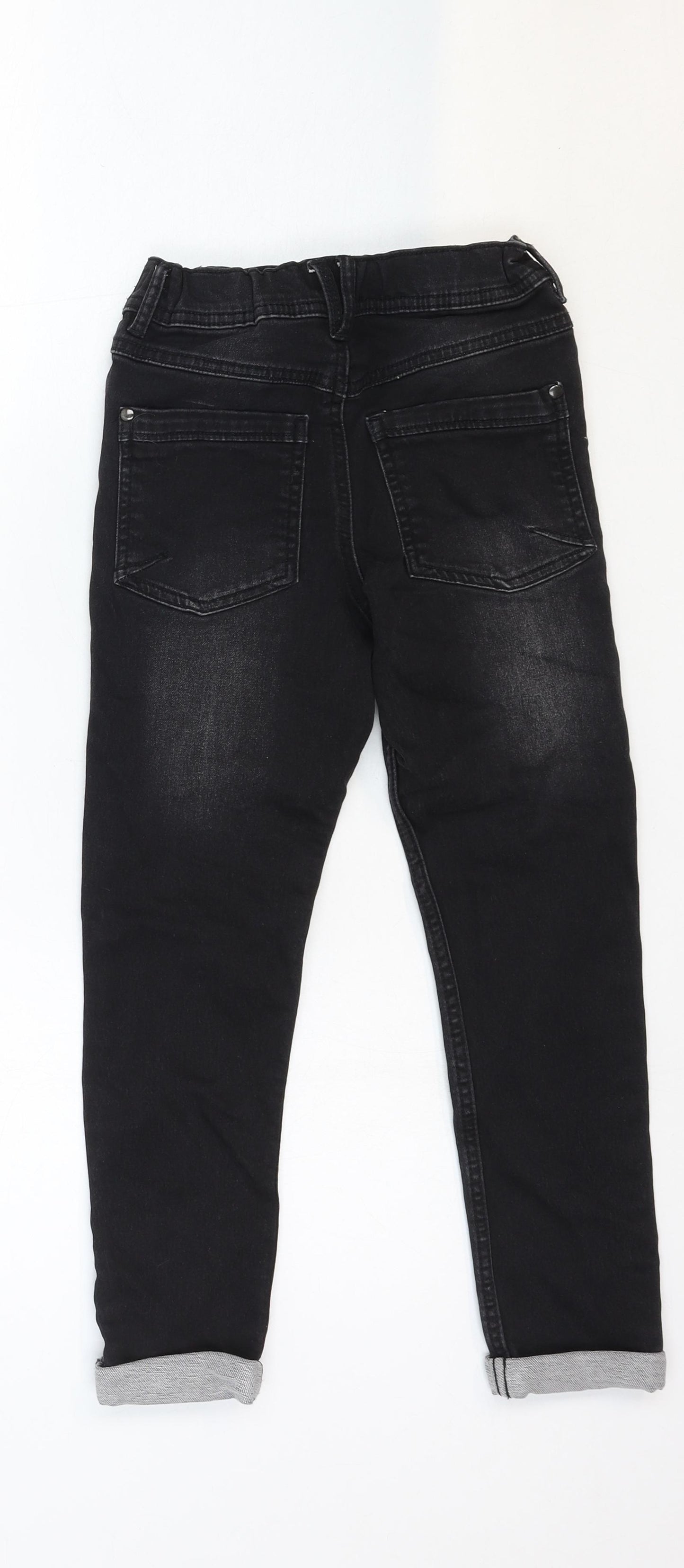 Nutmeg Boys Black Cotton Straight Jeans Size 7-8 Years Regular Zip