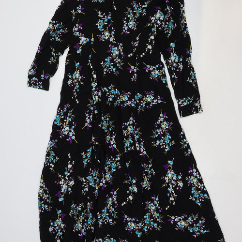 Refka Womens Multicoloured Floral Cotton Shirt Dress Size 38 Collared Button