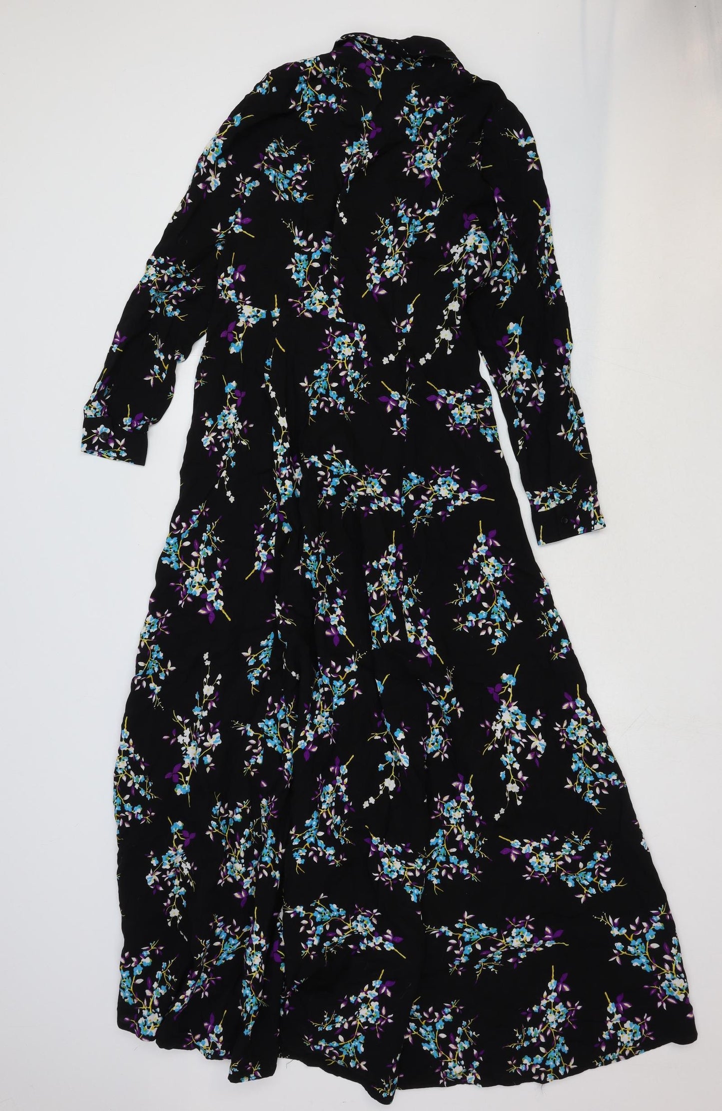 Refka Womens Multicoloured Floral Cotton Shirt Dress Size 38 Collared Button